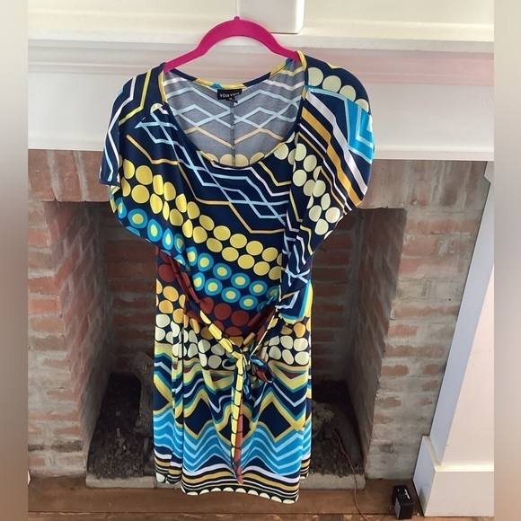 Voir Voir Plus Size Geometric Pattern Dress Tie Front size 16 - Picture 1 of 5